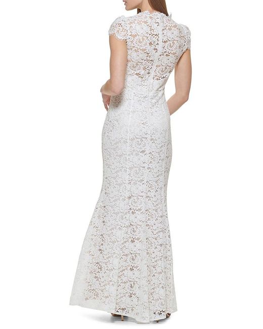 Eliza J White Lace Fit & Flare Gown