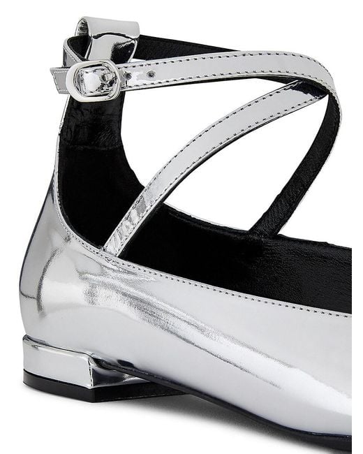 Stuart Weitzman White Eden Leather Ankle-Wrap Flats