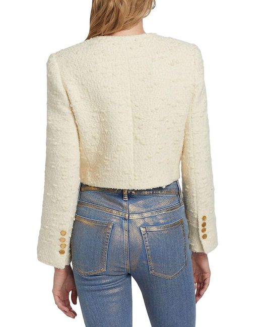 FRAME Blue Bouclé Crop Jacket