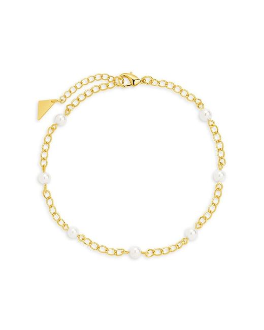 Sterling Forever Metallic Coast 14k Goldplated & Faux Pearl Anklet