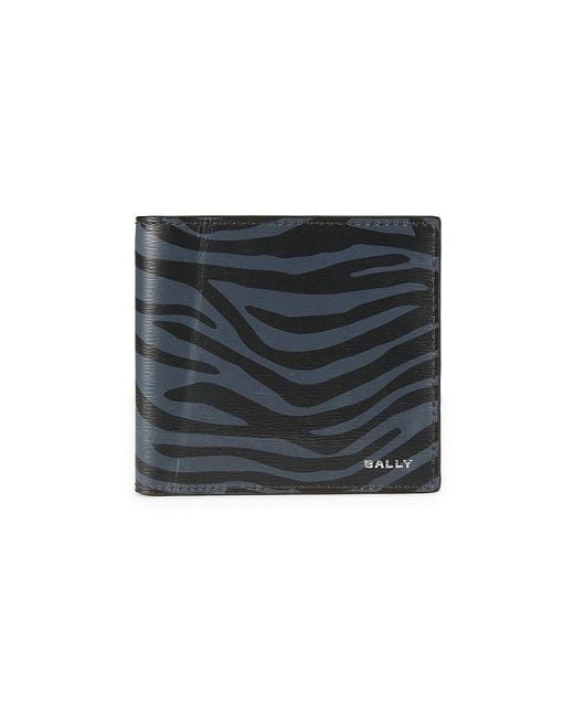 Bally Black Zebra Print Leather Bifold Wallet for men