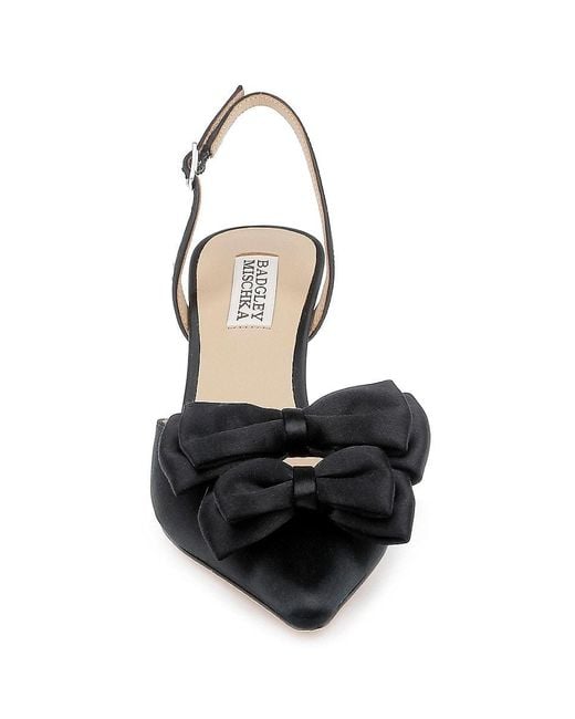 Badgley Mischka Black Giovanna 65Mm Double-Bow Satin Slingback Pumps