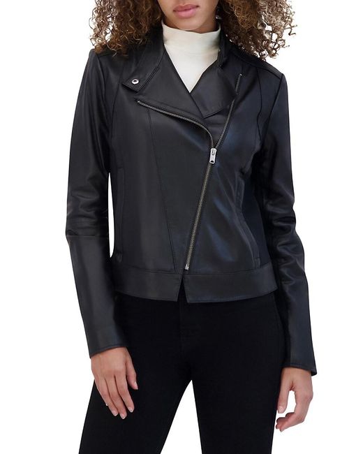 Andrew Marc Black Avril Leather Moto Jacket