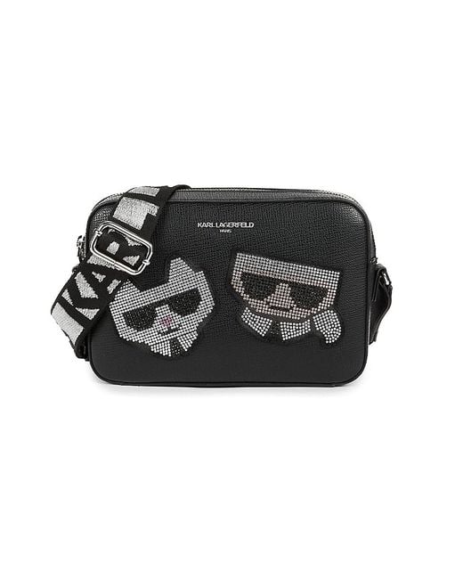 Karl Lagerfeld Blue Maybelle Faux Leather Camera Crossbody Bag