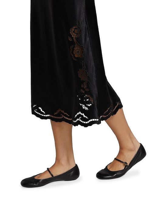 Rails Black Anya Lace-trim Midi Slip Skirt