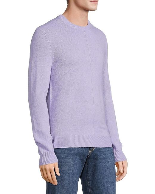 ATM Purple Wool-Cashmere Seamed Crewneck Sweater for men