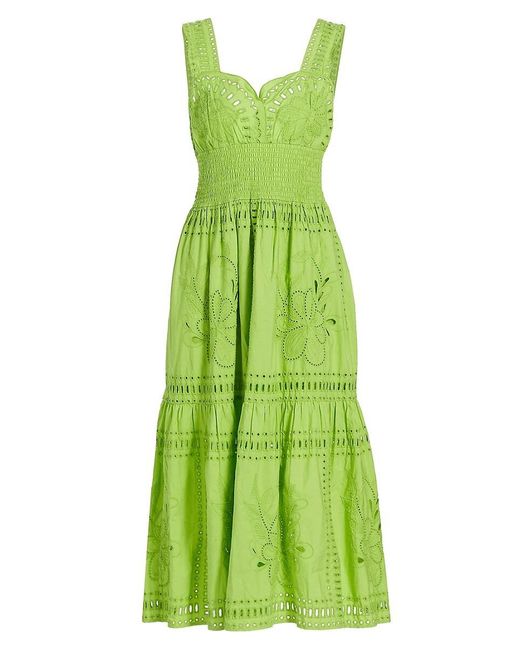 Rails Green Fawn Eyelet Sweetheart Midi-Dress