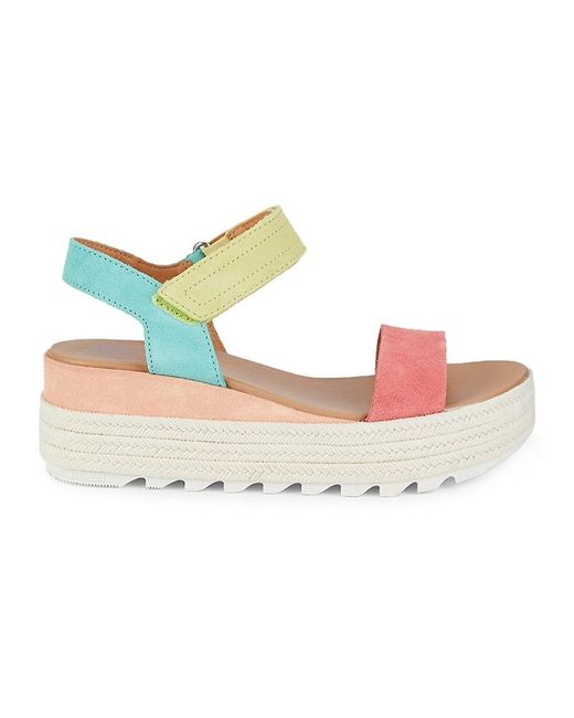 Sorel Cameron Colorblock Suede Platform Sandals in Pink - Lyst