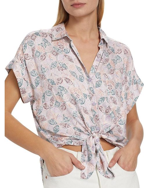 Splendid White Kathryn Floral Short-Sleeve Shirt