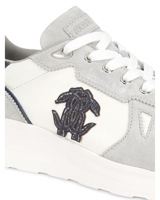 Roberto Cavalli White Logo Leather Sneakers for men