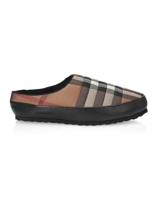 Burberry Brown Northaven Checked Leather Mules for men