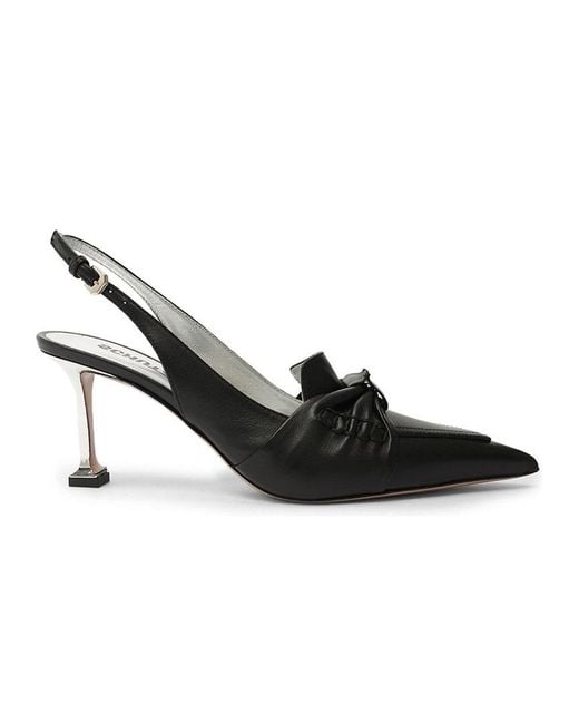 SCHUTZ SHOES Black Fiorella Mid 75Mm Leather Stiletto Pumps