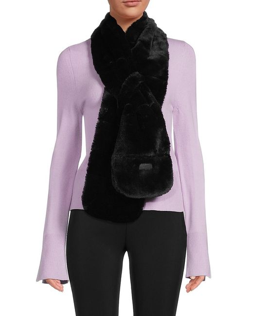 UGG Faux Fur Scarf in Black Lyst UK