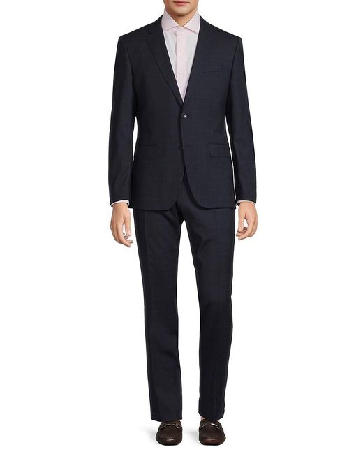 BOSS by Hugo Boss Black Slim Fit Checked Virgin Wool Blend Suit for men