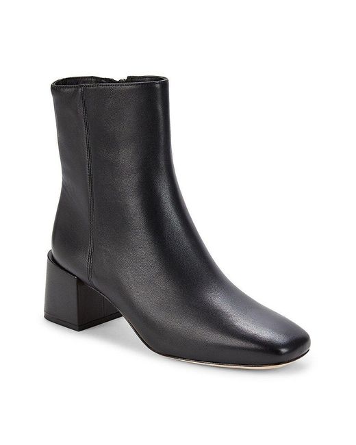 Vince Kaye-b Block Heel Leather Ankle Boots in Black | Lyst