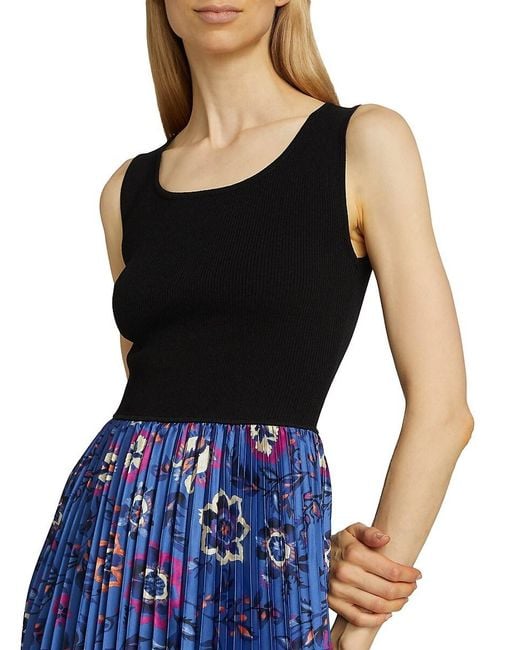 Tahari Blue The Mave Pieced Midi-dress