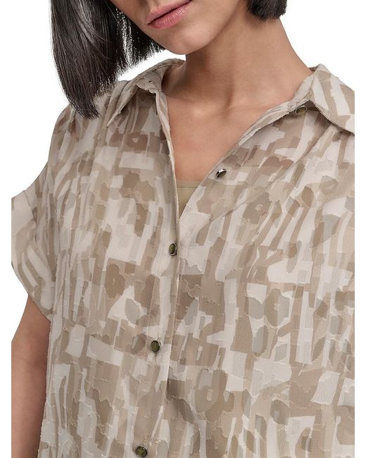 DKNY Brown City Burnout Button-Front Shirt