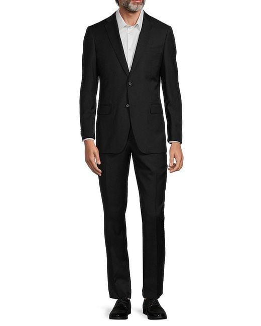 Class Roberto Cavalli Black Slim Fit Super 120S Wool Suit for men