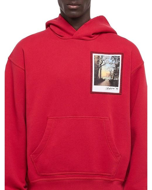 Helmut Lang Red Postcard Cotton Hoodie for men