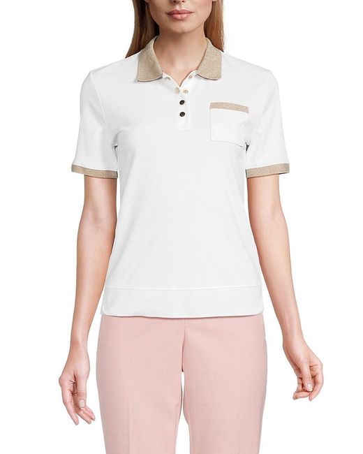 Tommy Hilfiger White Glitter Trim Polo