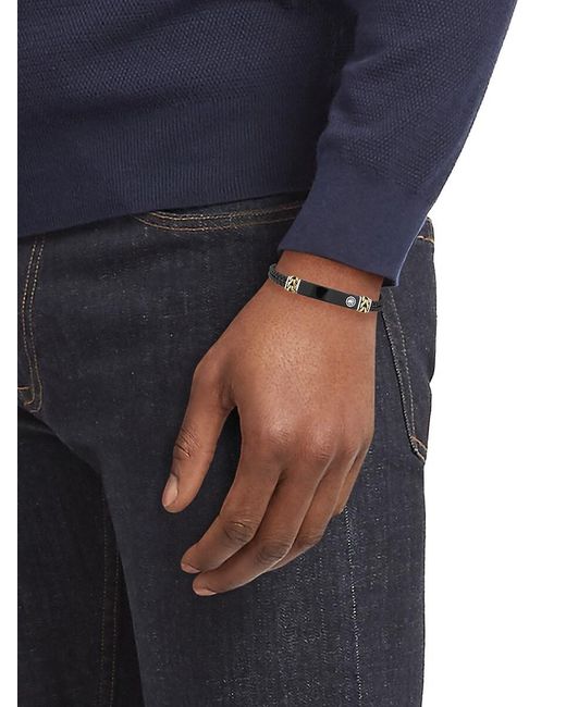 Effy Metallic Goldplated Sterling Silver, Sterling Silver, Leather & Onyx Bracelet for men