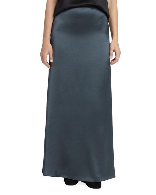 Fabiana Filippi Blue Satin Maxi A-Line Skirt