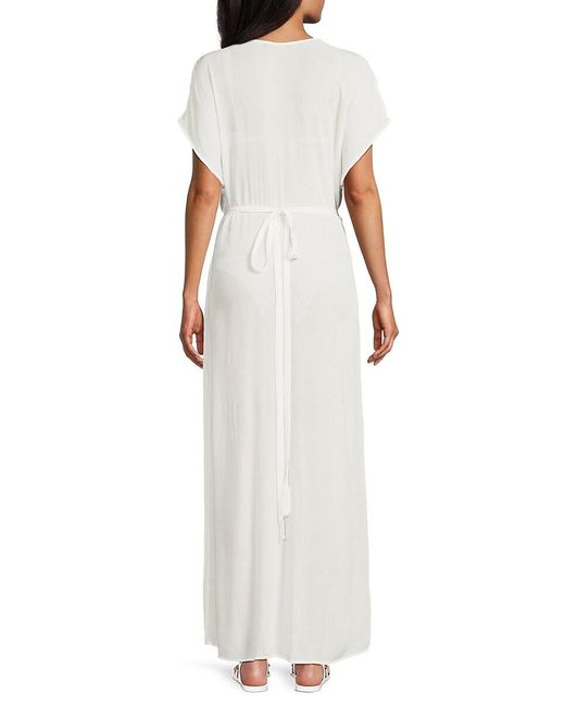 ViX White Yara Bead Trim Cover Up Maxi Dress