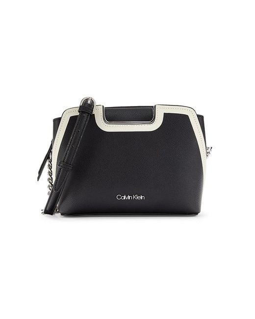 Calvin Klein Black Finley Faux Leather Crossbody Bag