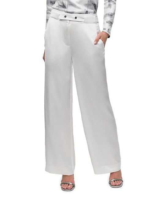 DKNY White Belted Wide Leg Pants