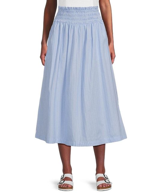Saks Fifth Avenue Natural Smocked Waist Midi Skirt