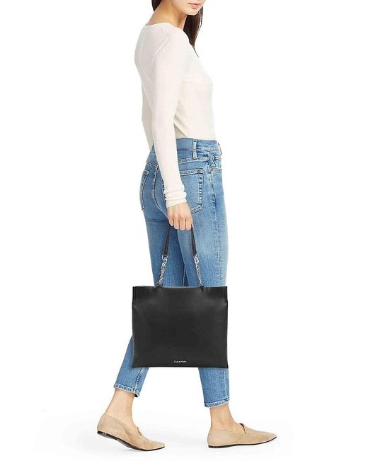 Calvin Klein Charlotte Pebble Leather Bag in Black | Lyst Australia