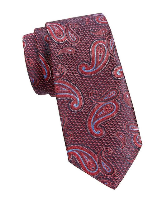 Canali Purple Paisley Silk Jacquard Tie for men