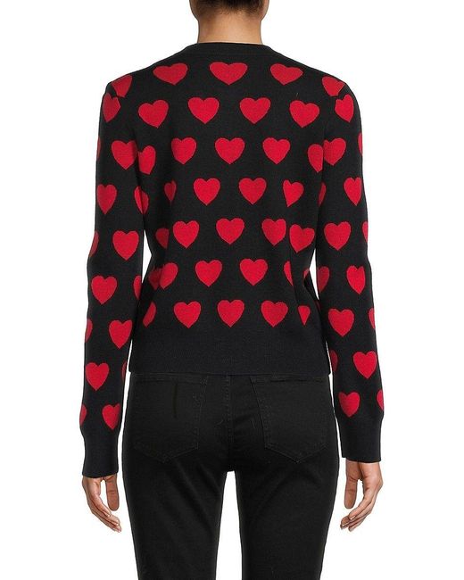 Love Moschino Heart Wool Blend Cardigan in Red | Lyst
