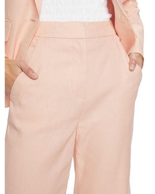 Veronica Beard Pink Brixton Linen-Blend Crop Pants