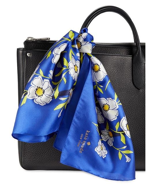 Kate Spade Blue Floral Silk Scarf