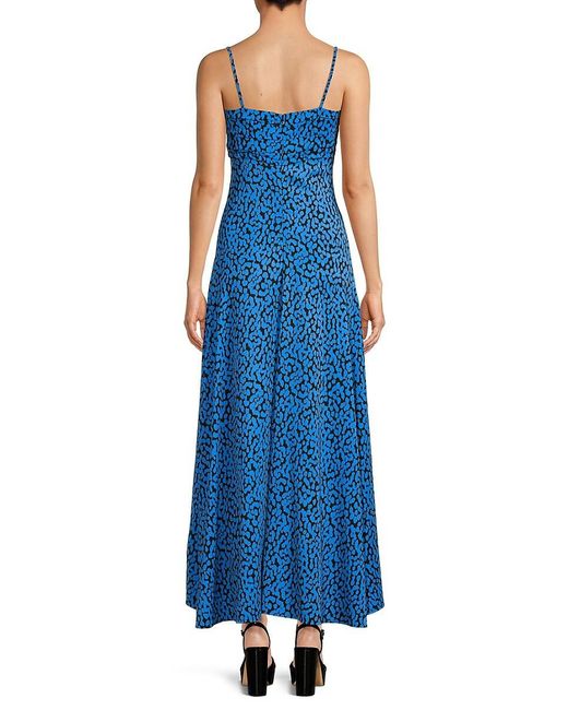 Proenza Schouler Blue Abstract Print Sweetheart Maxi Dress