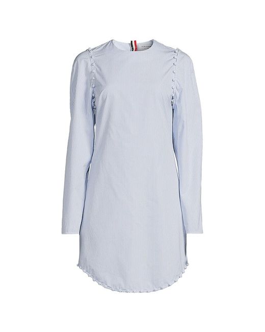 Thom Browne Stripe Mini Shift Dress in White | Lyst