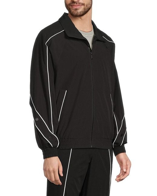 Karl Lagerfeld Black Nylon Bomber Jacket With Contrast Piping for men