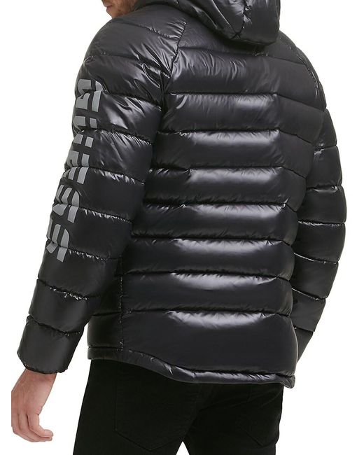Men's hooded top puffer coat guess