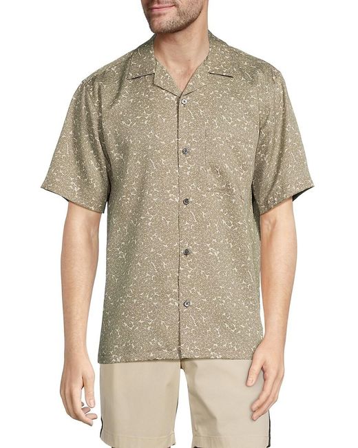 Theory Green Floral Camp Shirt for men
