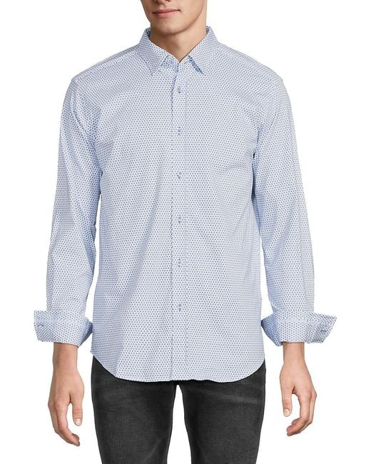 Robert Graham Blue Brexton Cotton-Blend Geometric Shirt for men