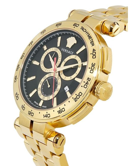 Versace Metallic Aion Ip & Dial Chronograph Bracelet Watch/45Mm for men