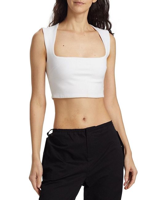 GUIZIO White Celestial Stretch Crop Top