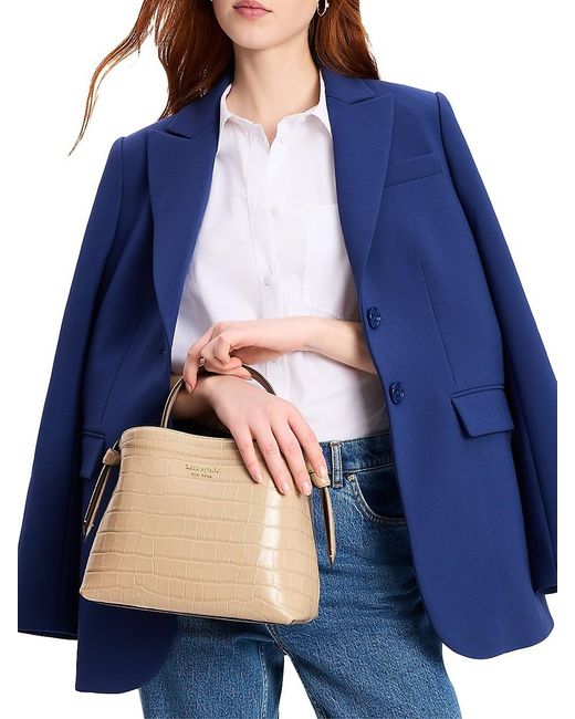 Kate Spade Natural Knott Croc-Embossed Leather Top-Handle Bag