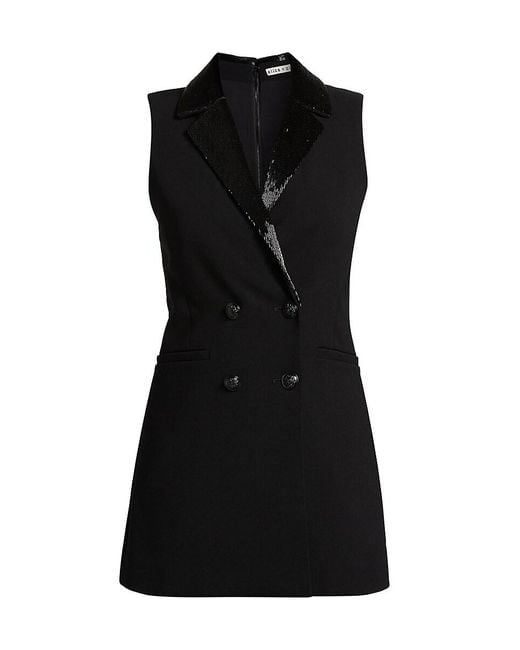 Alice + Olivia Black Alice + Olivia Carlena Sequined Blazer Minidress