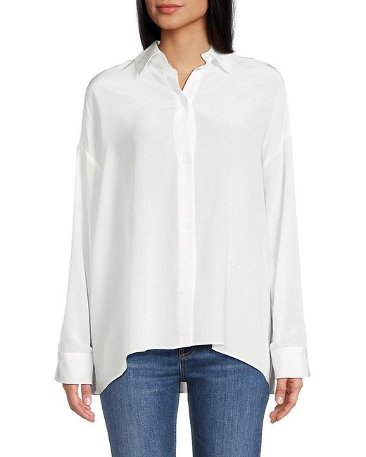 Twp White Drop Shoulder Silk Shirt