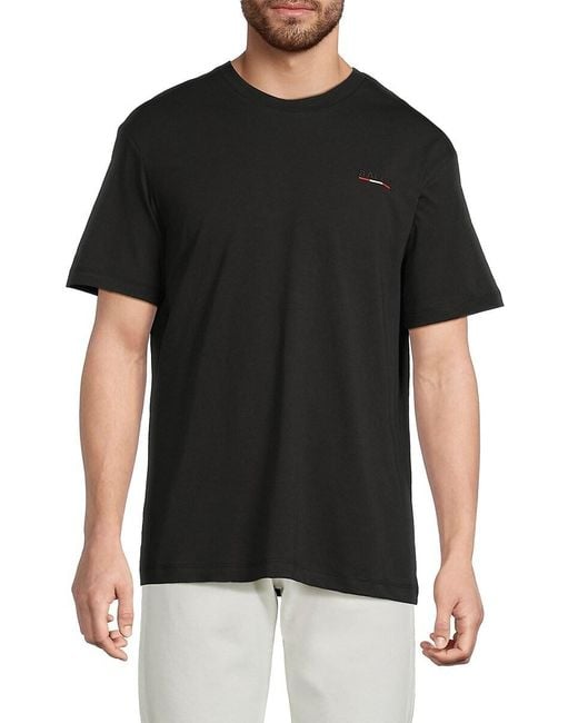 Bally Black Embroidered Logo Cotton T-Shirt for men