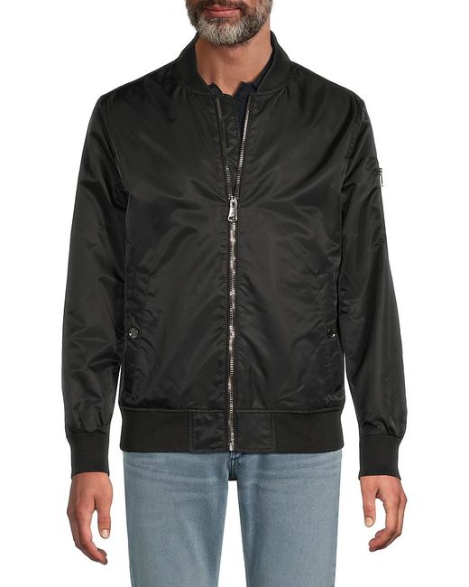 Kenneth Cole Black Nylon Bomber Jacket for men