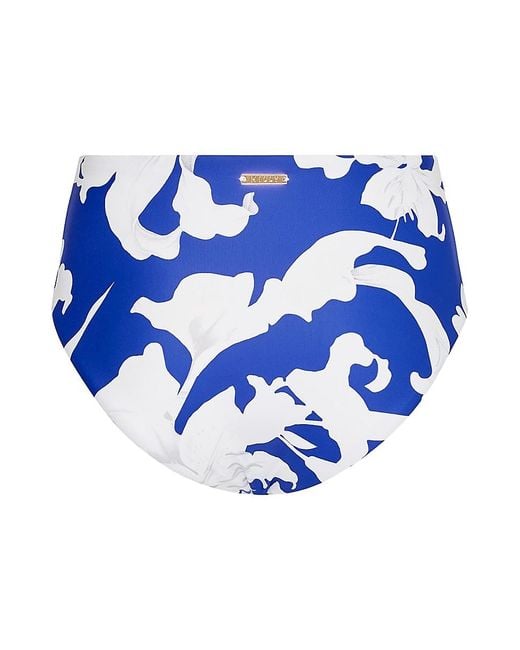 MILLY Blue Lily Floral High-waisted Bikini Bottom