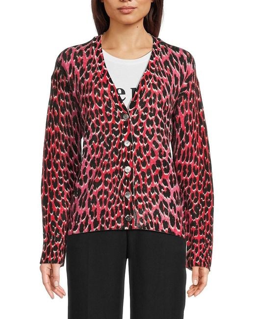 Zadig & Voltaire Red Mirka Leopard Print Cardigan